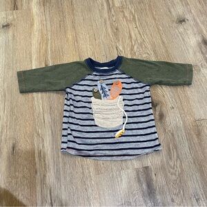 Mud Pie Striped Navy and Green Short Sleeve Tee